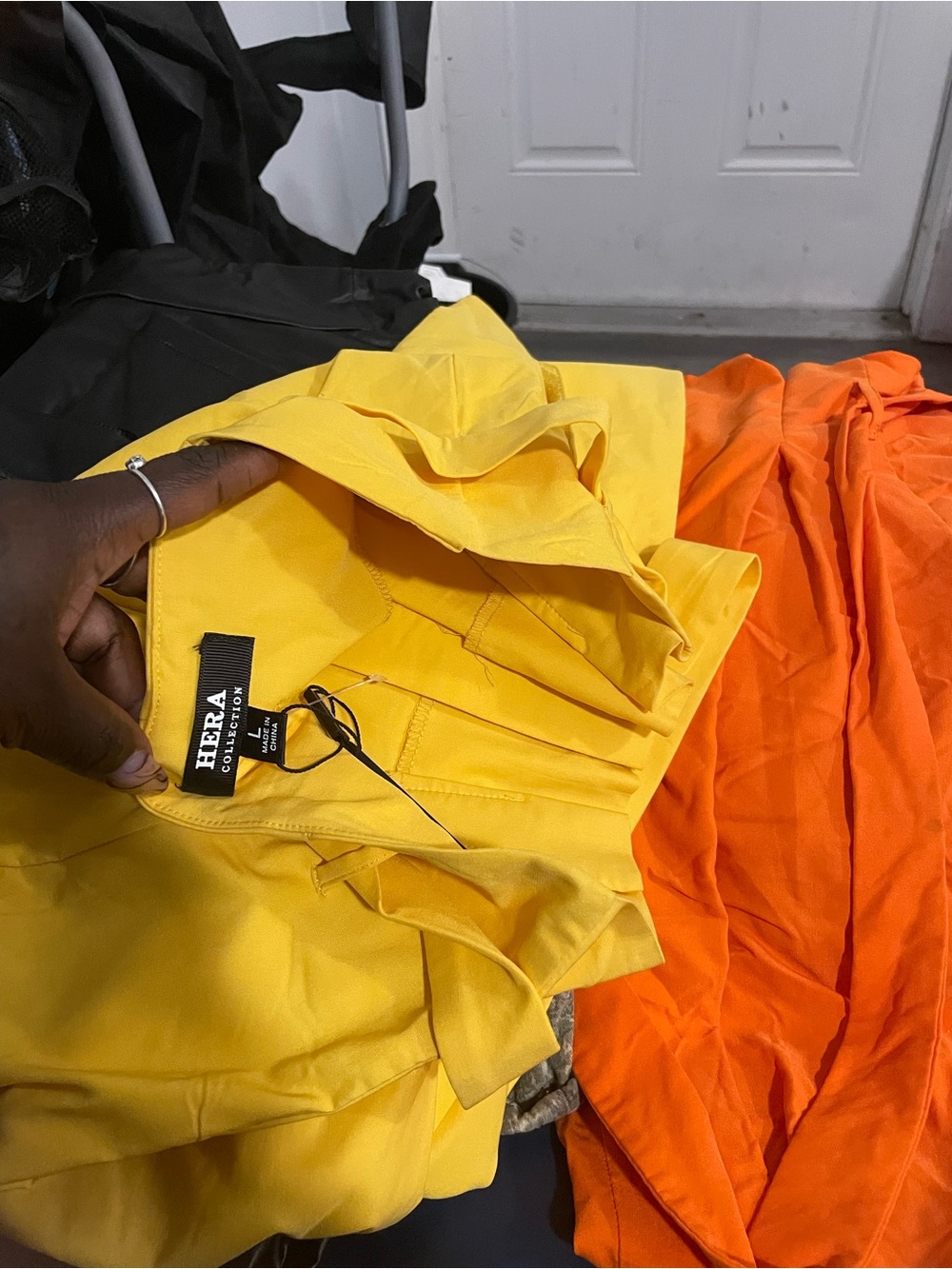 Hera Collection Yellow Utility Shirt Jacket with Orange Accent